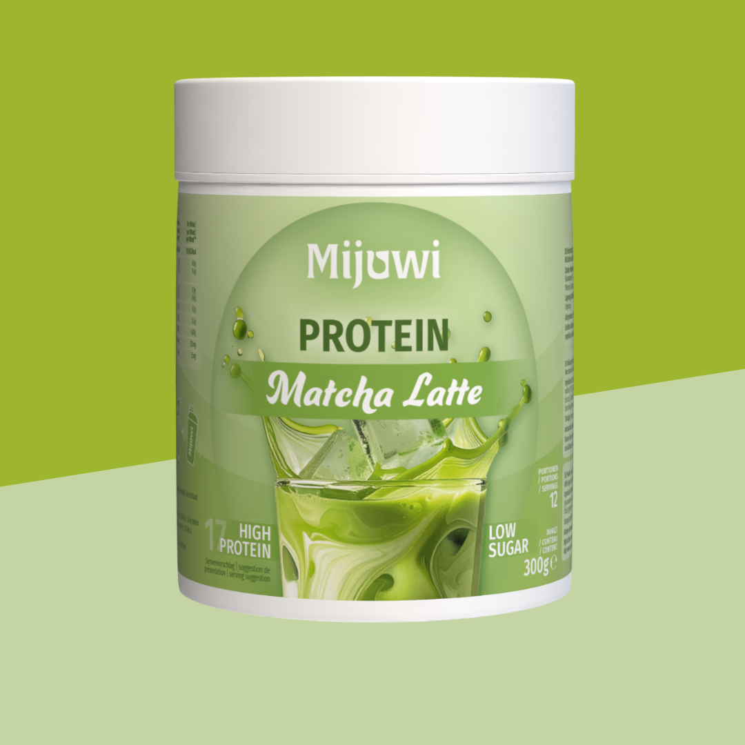 mijuwi - protein pulver matcha latte - packaging design